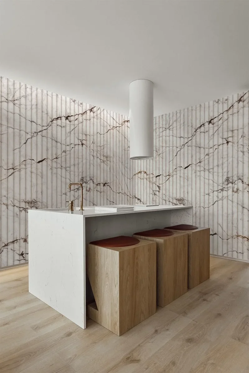 Fluted Marble Wallpaper Neutral - Bild 2