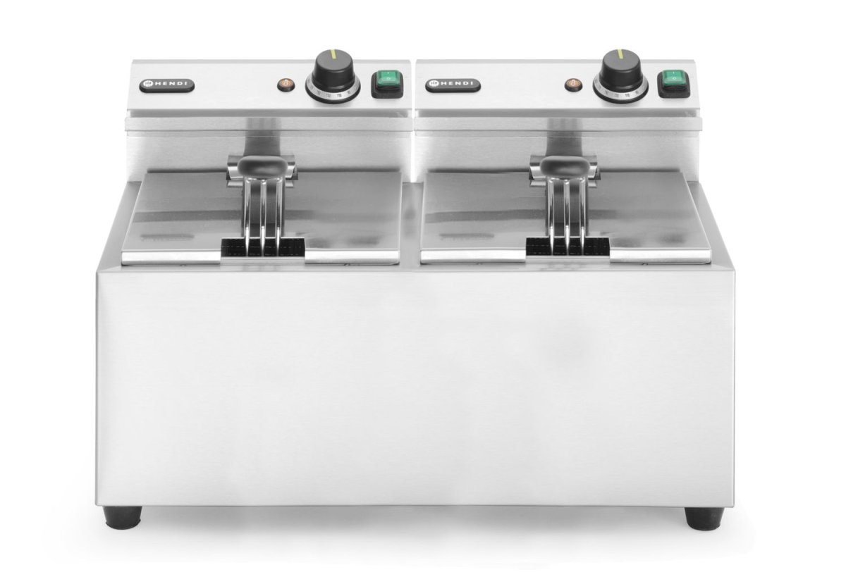Fritös – med överhettningsskydd och intuitivt kontrollpanel, rostfritt stål, 230 V, 2 x 3500 W - Bild 2